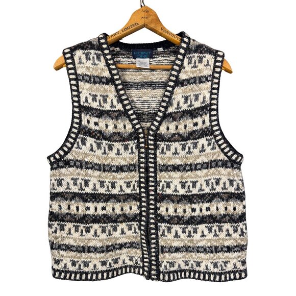 Vintage Jackets & Blazers - Vintage Fair Isle Knit Vest, Nordic Sweater Vest, Cabin Core Fisherman Aesthetic